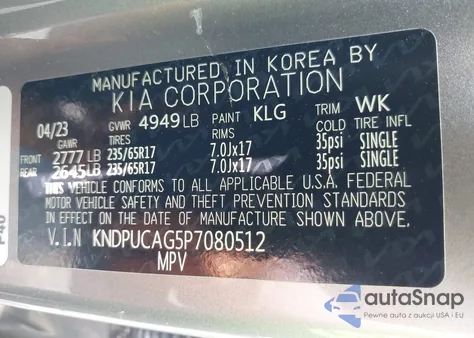 2023 Kia Sportage Hybrid Lx from USA, damaged, VIN KNDPUCAG5P7080512